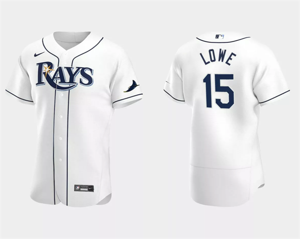 Men's Tampa Bay Rays #15 Josh Lowe White Flex Base Stitched Jersey - Click Image to Close